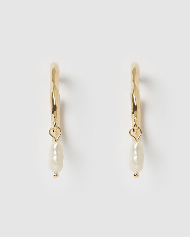 Izoa Carson Earrings Gold Pearl