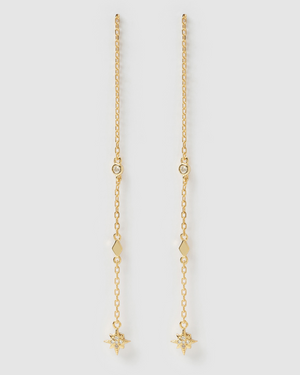 Izoa Lisa Thread Earrings Gold