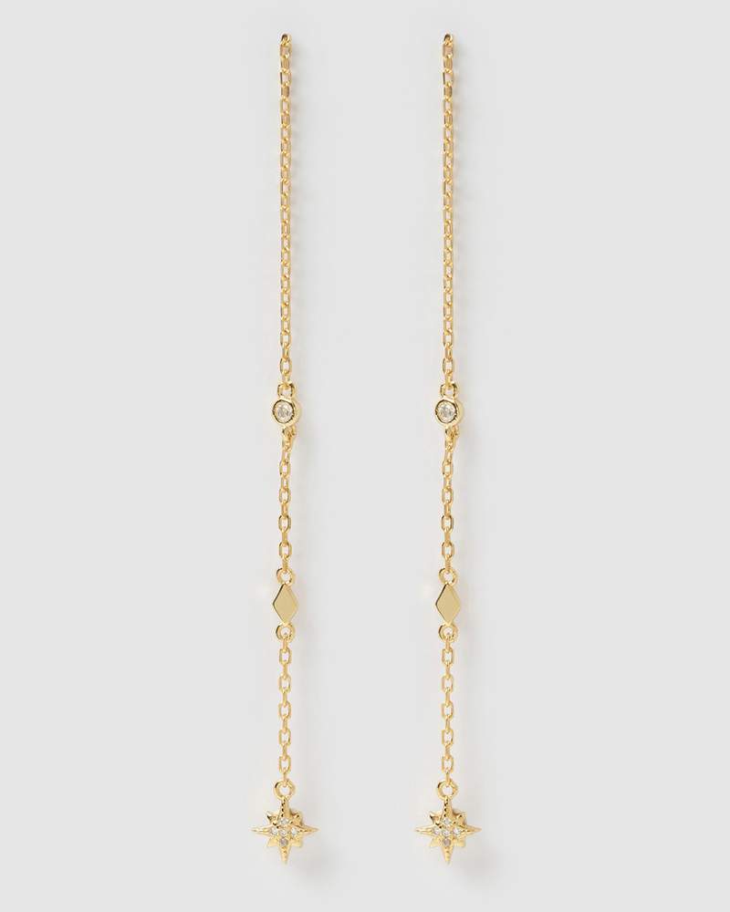 Izoa Lisa Thread Earrings Gold
