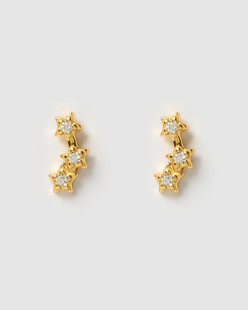 Izoa Charlie Stud Earrings Gold