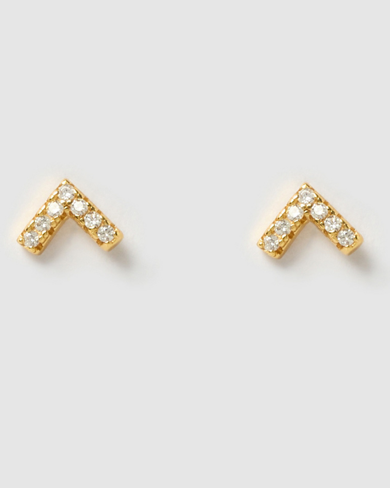 Izoa Veronica Stud Earrings Gold