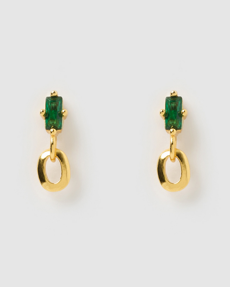 Green and sales gold stud earrings