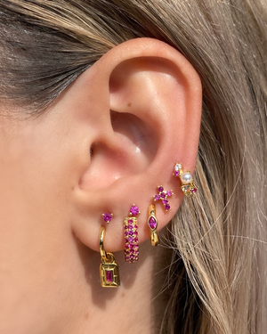 Izoa Cairo Huggie Earrings Gold Pink