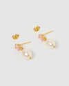 Izoa Millie Earrings Gold Pink Freshwater Pearl