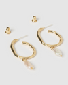 Izoa Carson Earrings Gold Pearl