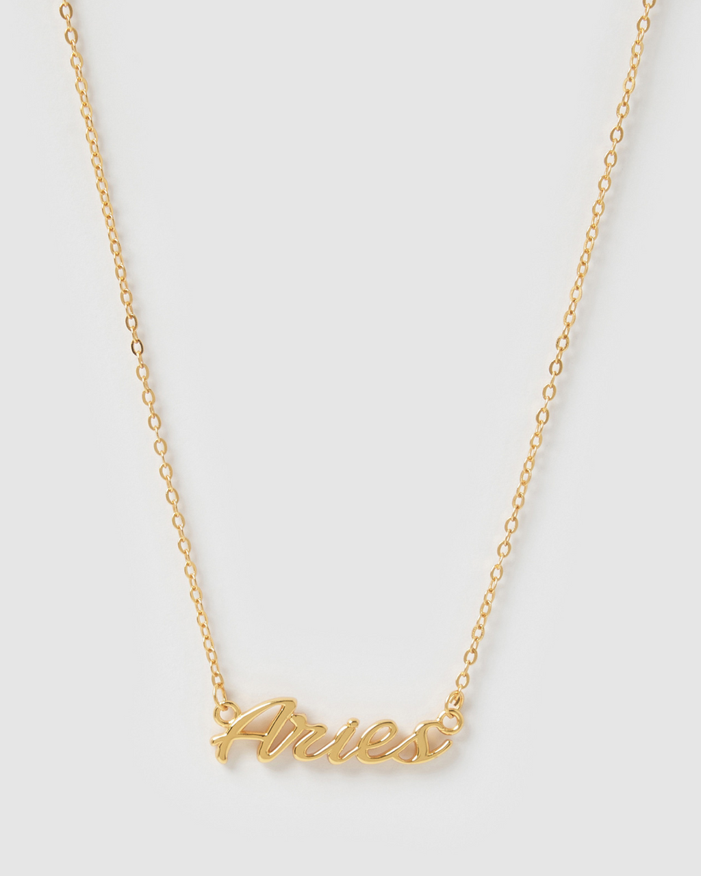 Izoa Aries Written Star Sign Necklace Gold