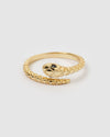 Izoa Ebony Snake Ring Gold