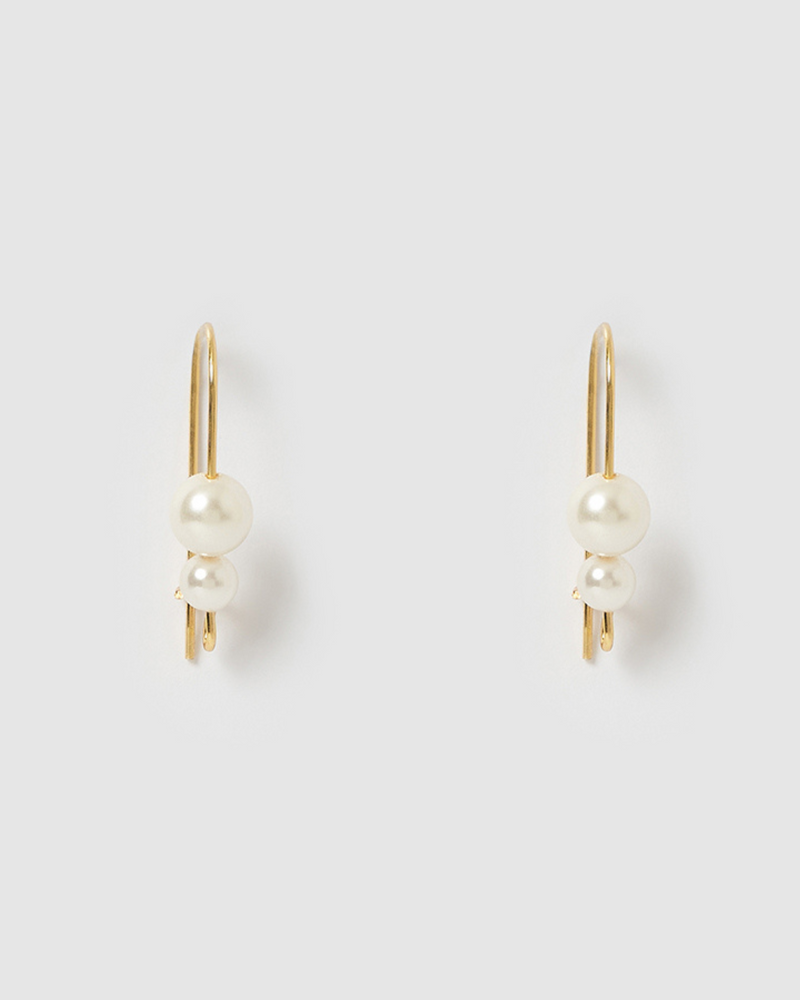 Izoa Eclipse Earrings Gold Pearl