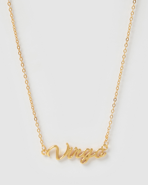 Izoa Virgo Written Star Sign Necklace Gold
