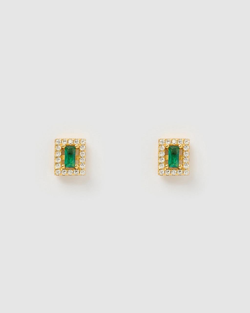 Izoa Maya Stud Earrings Gold Emerald