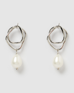 Izoa Serenity Earrings Silver Freshwater Pearl