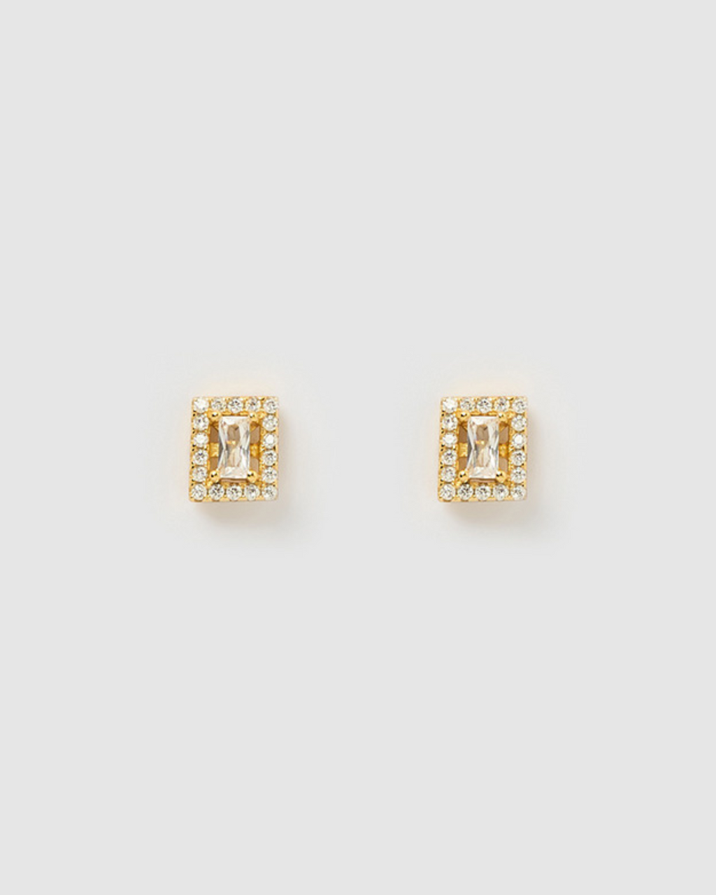 Izoa Maya Stud Earrings Gold Clear