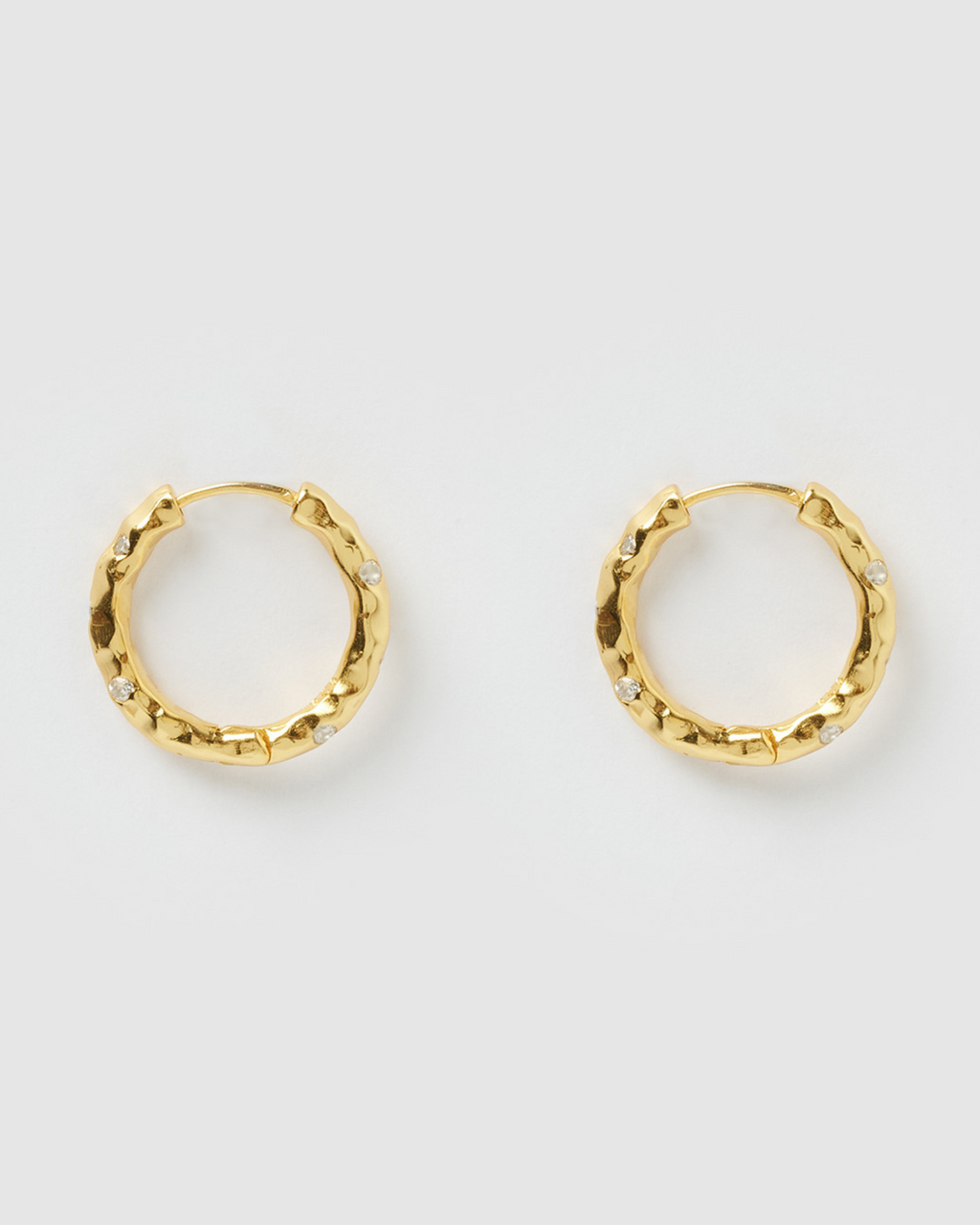 Izoa Rosetta Hoop Earrings Gold Clear