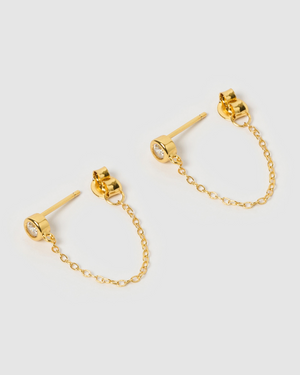 Izoa Arianna Drop Stud Earrings Gold