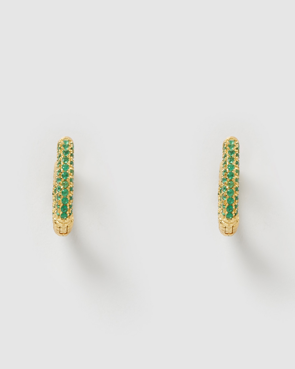 Izoa Brit Mini Huggie Earrings Gold Green