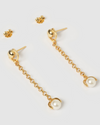 Izoa Mysty Drop Stud Earrings Gold Pearl