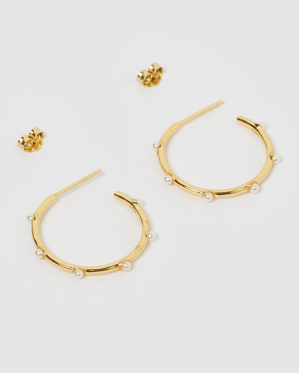 Izoa Sandy Hoop Earrings Gold Pearl