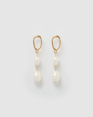 Izoa Aislinn Earrings Gold Freshwater Pearl