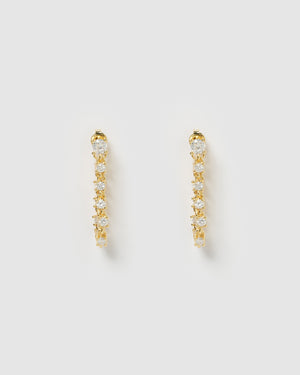 Izoa Alicia Drop Stud Earrings Gold