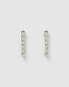 Izoa Alicia Drop Stud Earrings Silver