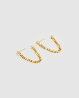 Izoa Annie Drop Stud Earrings Gold