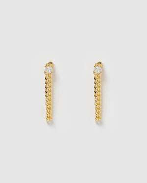 Izoa Annie Drop Stud Earrings Gold