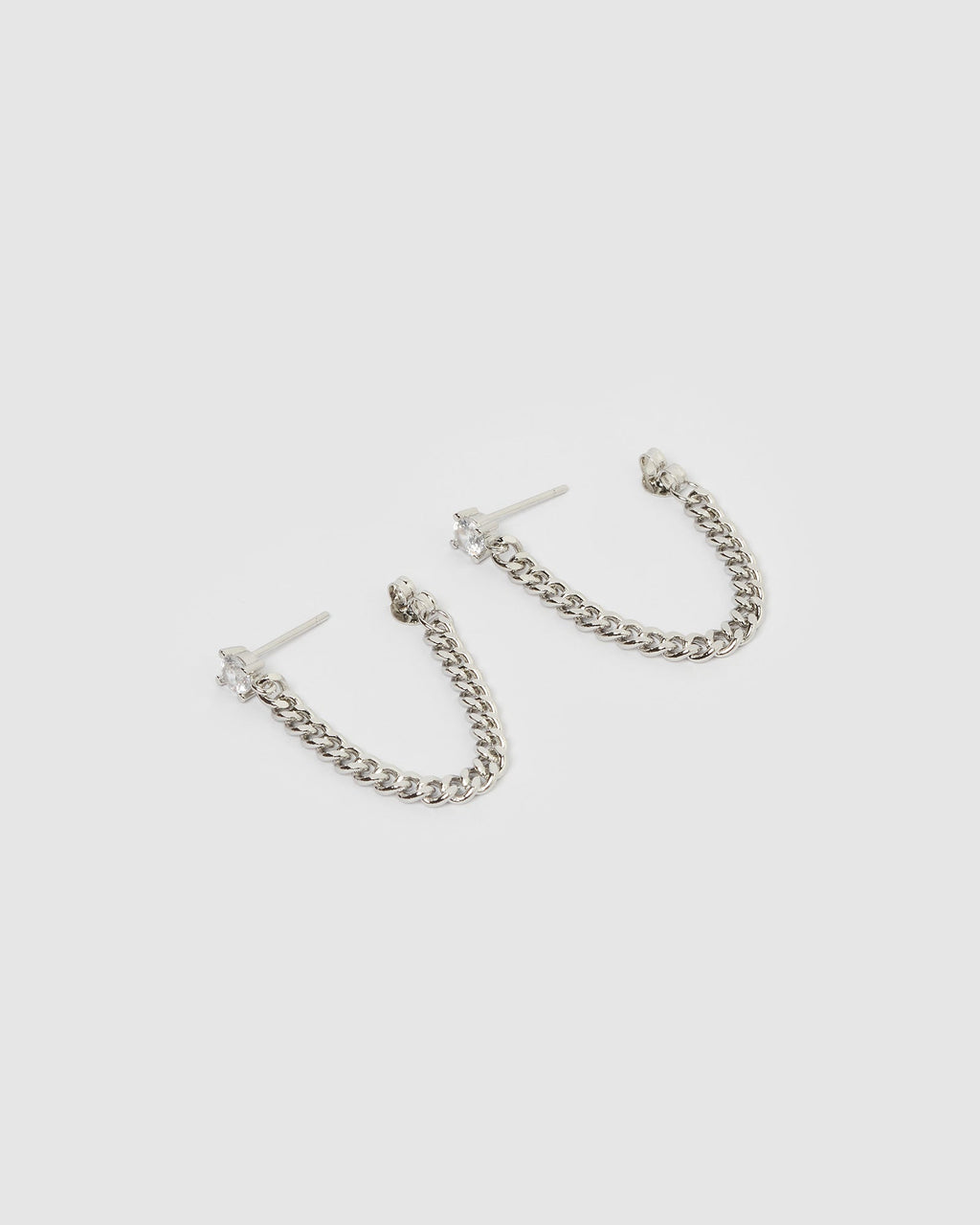 Izoa Annie Drop Stud Earrings Silver