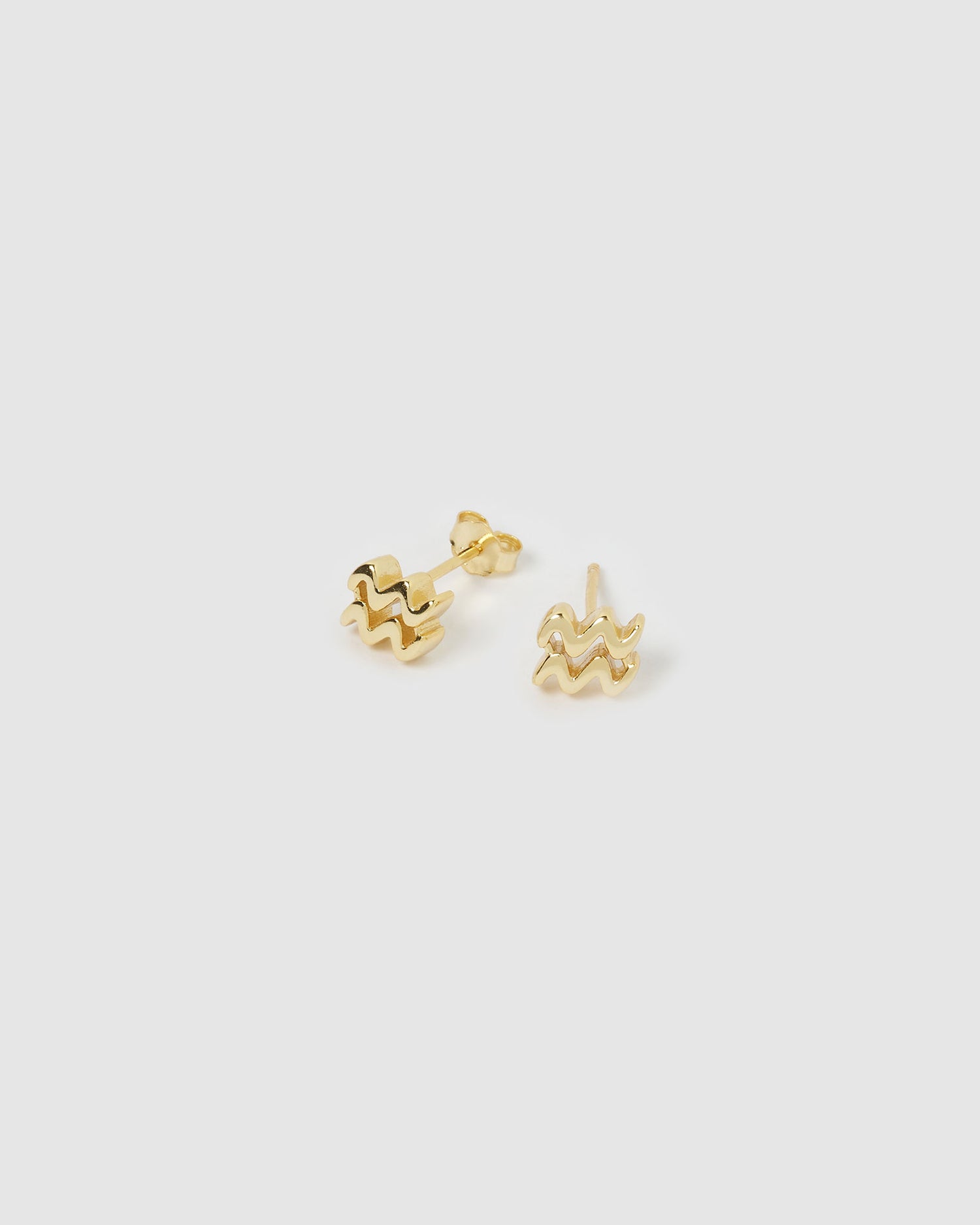 Izoa Aquarius Star Sign Symbol Stud Gold