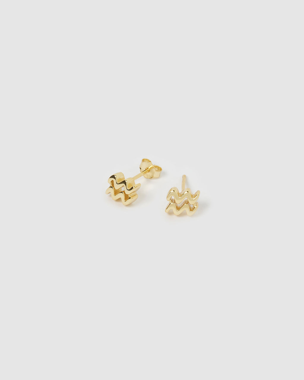 Izoa Aquarius Star Sign Symbol Stud Gold