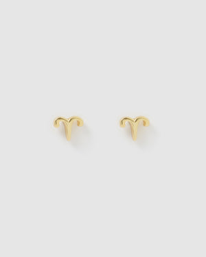 Izoa Aries Star Sign Symbol Stud Gold