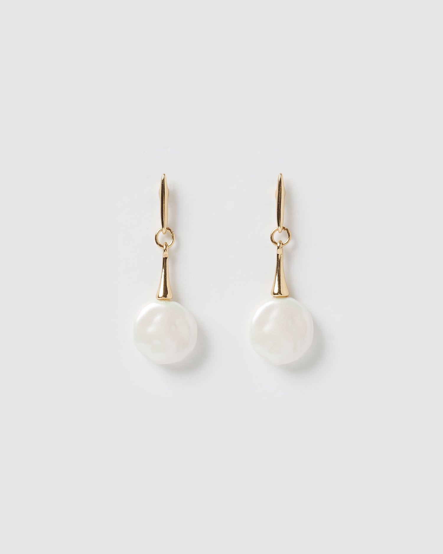 Izoa Ava Drop Earrings Gold Freshwater Pearl