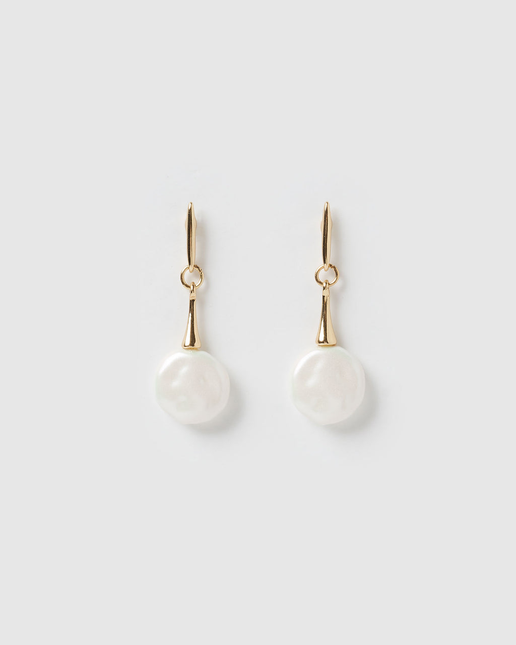 Izoa Ava Drop Earrings Gold Freshwater Pearl