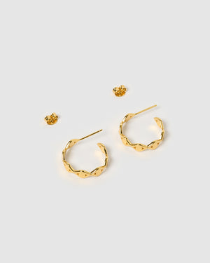 Izoa Adelle Hoop Earrings Gold