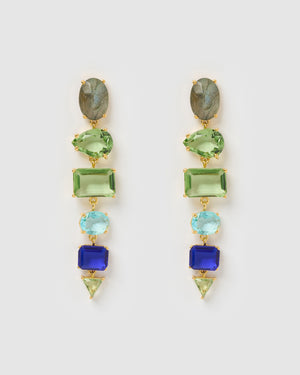 Izoa Alison Earrings Gold Green Blue