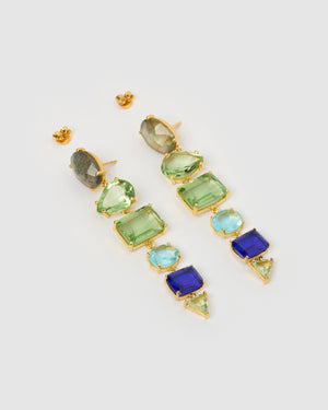 Izoa Alison Earrings Gold Green Blue