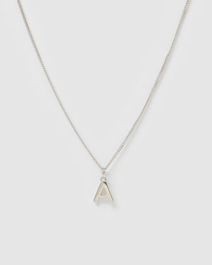 Izoa Alphabet Letter A Necklace Silver