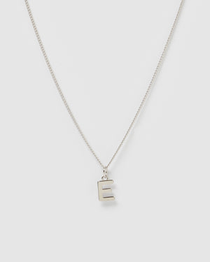 Izoa Alphabet Letter E Necklace Silver