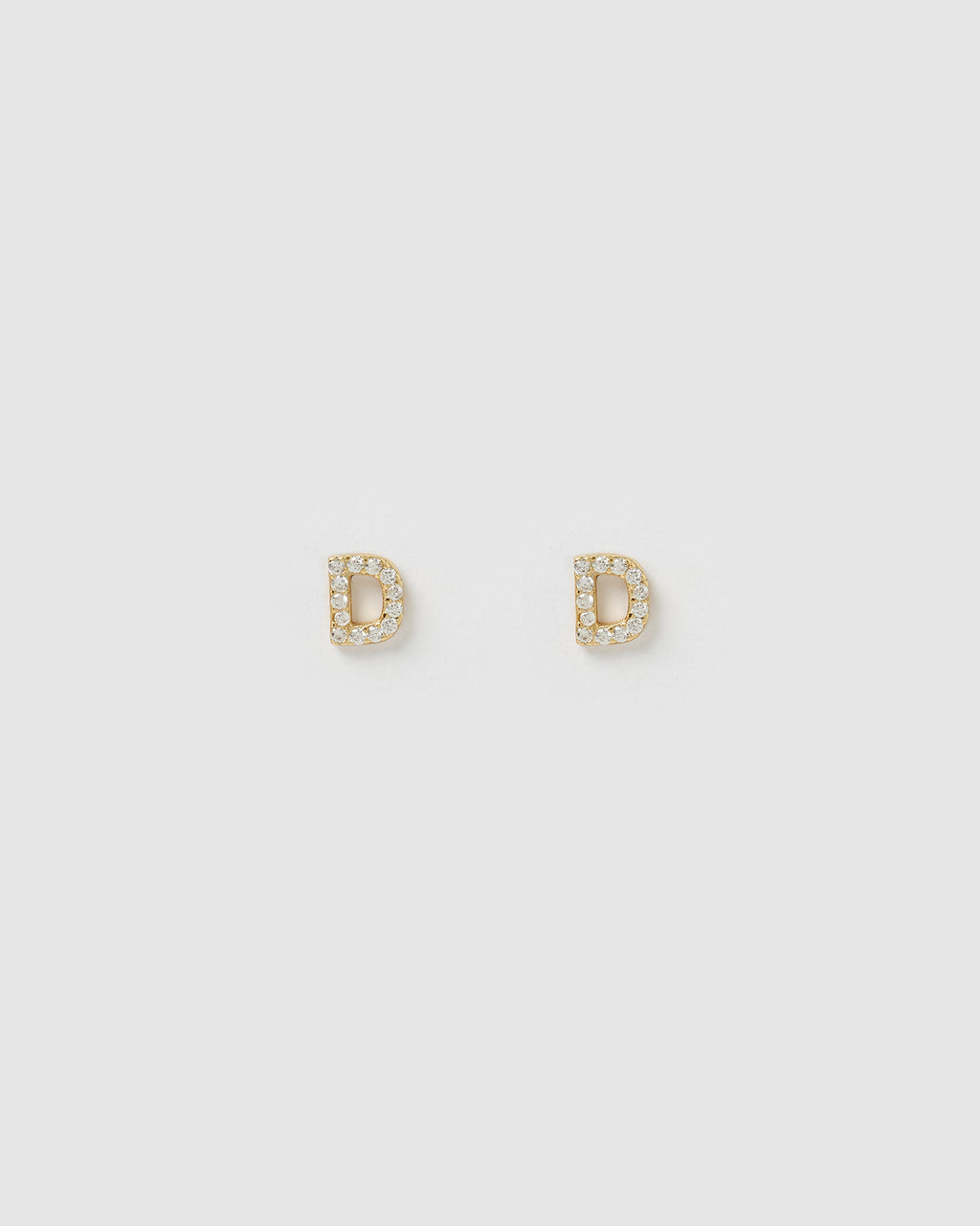 Izoa Alphabet Mini Letter D Stud Earrings Gold