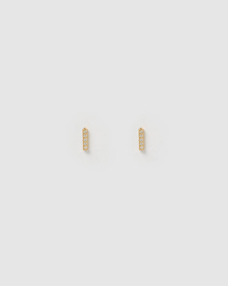 Izoa Alphabet Mini Letter I Stud Earrings Gold