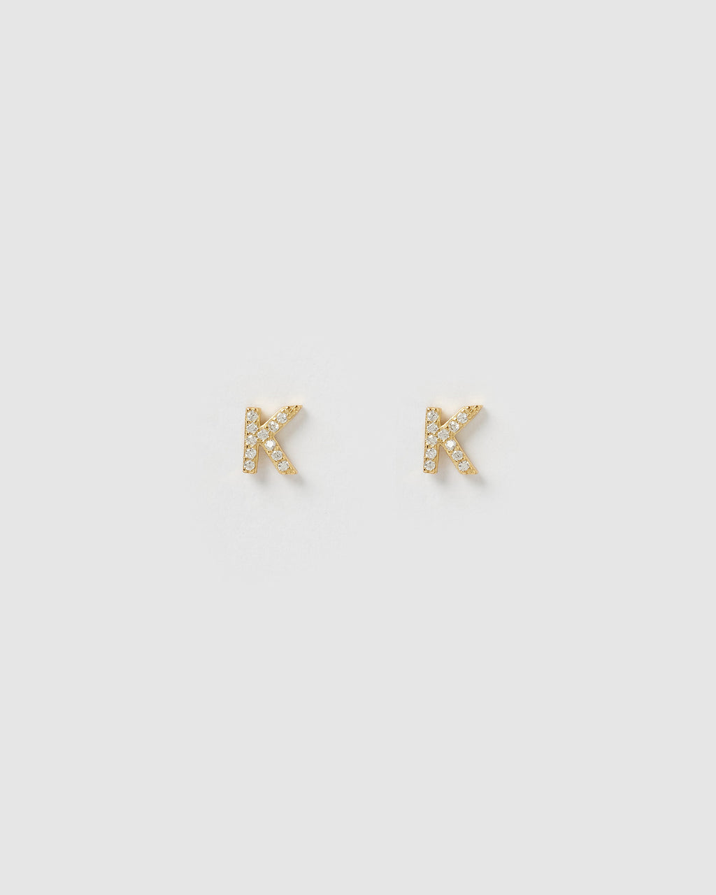Izoa Alphabet Mini Letter K Stud Earrings Gold