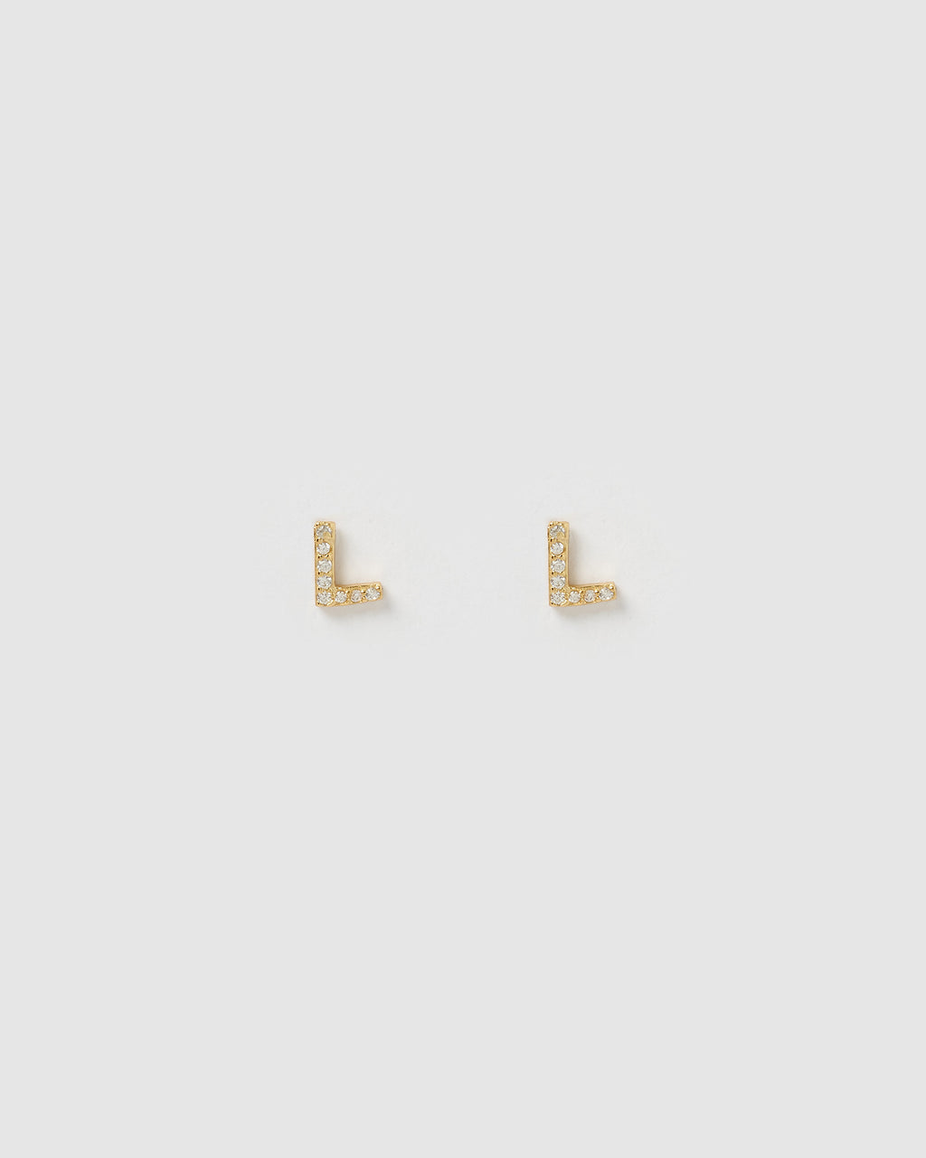 Izoa Alphabet Mini Letter L Stud Earrings Gold