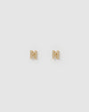 Izoa Alphabet Mini Letter N Stud Earrings Gold