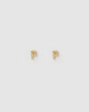 Izoa Alphabet Mini Letter P Stud Earrings Gold