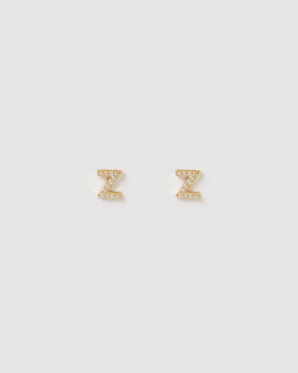 Izoa Alphabet Mini Letter Z Stud Earrings Gold