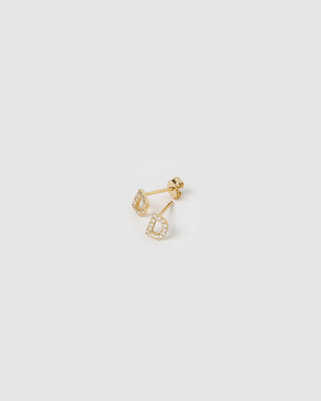 Izoa Alphabet Mini Letter D Stud Earrings Gold
