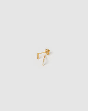 Izoa Alphabet Mini Letter I Stud Earrings Gold