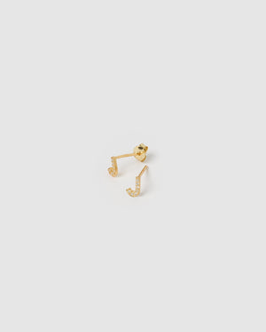 Izoa Alphabet Mini Letter J Stud Earrings Gold