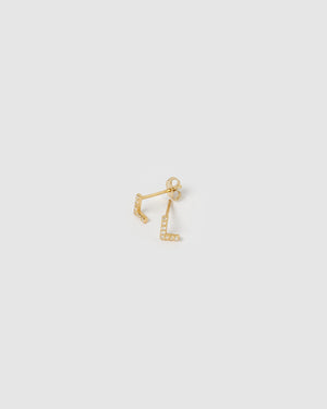 Izoa Alphabet Mini Letter L Stud Earrings Gold