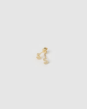 Izoa Alphabet Mini Letter S Stud Earrings Gold