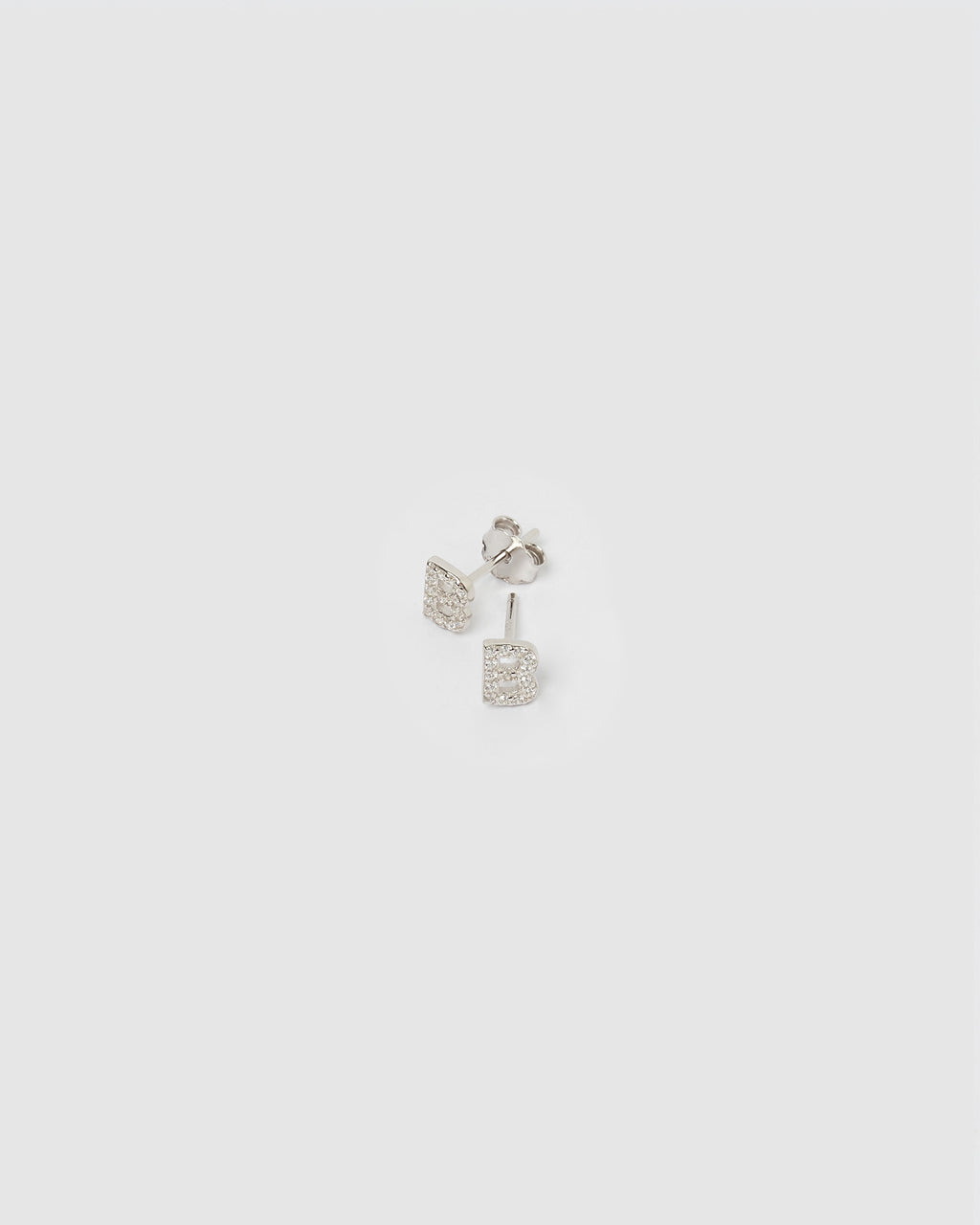 Izoa Alphabet Mini Letter B Stud Earrings Silver
